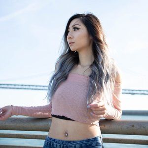 Knitted Baby Pink Off the Shoulder Top